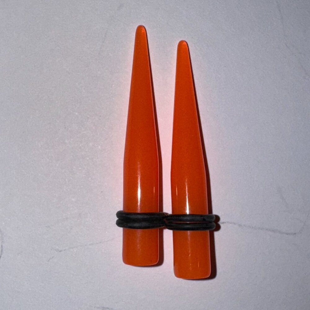 Orange 0 Gauge Glow-In-The-Dark UV Acrylic Gauging Tapers